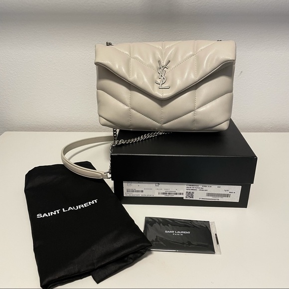 Saint Laurent White Loulou Puffer Mini Leather Bag - Picture 12 of 14